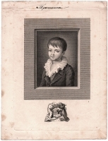Портрет графа Оболенского в детстве - Офорт (Российская Империя, 1812 год) артикул 2466a.